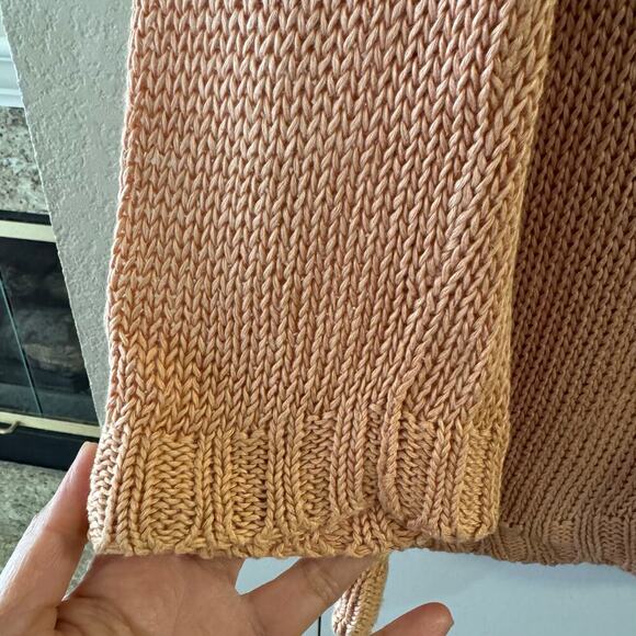 John Patrick Linen Knit Cardigan Pearl Button Size Medium Sheer Peach - Picture 5 of 7